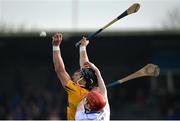 22 January 2017; John Conlon of Clare in action against Callum Lyons of Waterford during the Co-Op Superstores Munster Senior Hurling League Round 4 match between Waterford and Clare at Fraher Field in Dungarvan, Co Waterford. Photo by Seb Daly/Sportsfile