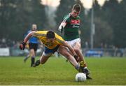 22 January 2017; John McManus of Roscommon in action against Conor O’Shea of Mayo the Connacht FBD League Section A Round 3 match between Roscommon and Mayo at St. Brigids GAA Club in Kiltoom, Co. Roscommon. Photo by Ramsey Cardy/Sportsfile