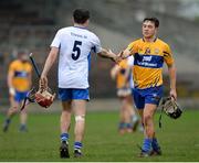 22 January 2017; David Reidy of Clare shakes hands with Darragh Lyons of Waterford following the Co-Op Superstores Munster Senior Hurling League Round 4 match between Waterford and Clare at Fraher Field in Dungarvan, Co Waterford. Photo by Seb Daly/Sportsfile