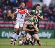 22 January 2017; Jack Carty of Connacht is tackled by Richie Gray of Toulouse during the European Rugby Champions Cup Pool 2 Round 6 match between Toulouse and Connacht at Stade Ernest Wallon in Toulouse, France. Photo by Stephen McCarthy/Sportsfile