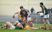 22 January 2017; Conor O’Shea, below, and Danny Kirby of Mayo tussle with Ultan Harney, below, and John McManus of Roscommon during the Connacht FBD League Section A Round 3 match between Roscommon and Mayo at St. Brigids GAA Club in Kiltoom, Co. Roscommon.  Photo by Ramsey Cardy/Sportsfile