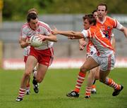 18 June 2011; James Kielt, Derry, in action against Kevin Dyas, Armagh. Ulster GAA Football Senior Championship Semi-Final, Derry v Armagh, St Tiernach's Park, Clones, Co. Monaghan. Picture credit: Oliver McVeigh / SPORTSFILE
