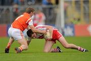 19 June 2011; James Kielt, Derry, in action against Paul Duffy, Armagh. Ulster GAA Football Senior Championship Semi-Final, Derry v Armagh, St Tiernach's Park, Clones, Co. Monaghan. Picture credit: Stephen McCarthy / SPORTSFILE