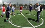 18 June 2010; Denis Hyland, second from right, Development Officer at the Football Association of Ireland, speaks to the players during Ireland's first amputee football club training session. Mountview Communinty Sports Centre, Clonsilla, Co. Dublin. Picture credit: Brendan Moran / SPORTSFILE