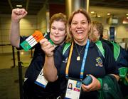 20 June 2011; Lorraine O'Halloran, from Palmerstown, Dublin, and Sandra Corr, from Coolock, Dublin, Team Ireland, sponsored by eircom, who departed for the 2011 Special Olympics World Summer Games in Athens. A total of 126 athletes from Ireland will compete at these prestigious Games which will run from 25th June - 4th July. To follow Team Ireland’s progress at the Games please visit www.specialolympics.ie/athens. Dublin Airport, Dublin. Picture credit: Ray McManus / SPORTSFILE