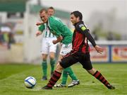 20 June 2011; Chris Shields, Bray Wanderers, in action against Mark Rossiter, Bohemians. Airtricity League Premier Division, Bray Wanderers v Bohemians, Carlisle Grounds, Bray, Co. Wicklow. Photo by Sportsfile