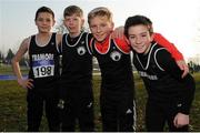 22 January 2017; The Tranmore Boy's U12 team, from left, Tom Halley, Mark Shanahan, Rory McCann and Ben Kiely before competing in the Irish Life Health Intermediate & Juvenile Inter Club Relay at Palace Grounds in Tuam, Co.Galway.  Photo by Sam Barnes/Sportsfile