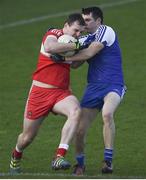22 January 2017; Ryan Bell of Derry in action against Mikey Murnaghan of Monaghan during the Bank of Ireland Dr. McKenna Cup semi-final match between Monaghan and Derry at Athletic Grounds in Armagh. Photo by Philip Fitzpatrick/Sportsfile