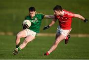 22 January 2017; Ruairi O Coileain of Meath in action against Kevin Carr of Louth during the Bord na Mona O'Byrne Cup semi-final match between Meath and Louth at Páirc Táilteann in Navan, Co. Meath. Photo by David Fitzgerald/Sportsfile
