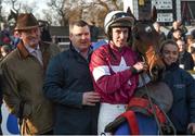 22 January 2017; Jockey Jack Kennedy with winning connections of A Toi Phil including trainer Gordon Elliott, centre, and Eddie O'Leary of Gigginstown Stud, after the Coral.ie Leopardstown Handicap Steeplechase during the Leopardstown Races at Leopardstown Racecourse in Dublin. Photo by Cody Glenn/Sportsfile