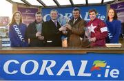 22 January 2017; The winning connections of A Toi Phil including trainer Gordon Elliott, second from left, Eddie O'Leary of Gigginstown Stud, fourth from left, and jockey Jack Kennedy following the Coral.ie Leopardstown Handicap Steeplechase during the Leopardstown Races at Leopardstown Racecourse in Dublin. Photo by Cody Glenn/Sportsfile