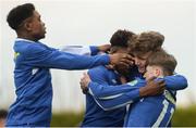 22 January 2017; Waterford players celebrate after their side benefits from an own goal during the SFAI Subway Championship National Final match between DDSL and Waterford at Cahir Park AFC in Cahir, Tipperary. Photo by Eóin Noonan/Sportsfile