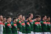 22 January 2017; The Mayo team during the National Anthem ahead of the Connacht FBD League Section A Round 3 match between Roscommon and Mayo at St. Brigids GAA in Kiltoom, Co. Roscommon.  Photo by Ramsey Cardy/Sportsfile