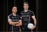 24 January 2017; The launch of the 2017 O'Neill's Sligo GAA Jersey took place in Team Sponsors AbbVie's Ballytivnan facility today. In attendance at the launch are Sligo footballers Neil Ewing, left, and Stephen Gilmartin at AbbVie in Ballytivnan, Sligo. Photo by Sam Barnes/Sportsfile