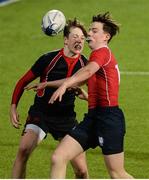 24 January 2017; Benjamin White of Catholic University School in action against Luke Fitzpatrick of Wesley College during the Bank of Ireland Fr Godfrey Cup Semi-Final match between Wesley College and Catholic University School at Donnybrook Stadium in Donnybrook, Dublin. Photo by Eóin Noonan/Sportsfile