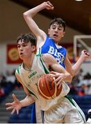 25 January 2017; Cormac O'Rourke of St Malachy's College Belfast in action against James Cummins of St Joseph's Bish Galway during the Subway All-Ireland Schools U16A Boys Cup Final match between St Joes Bish and St Malachys College at the National Basketball Arena in Tallaght, Co Dublin. Photo by Seb Daly/Sportsfile