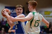 25 January 2017; Aaron Kiernan of St Joseph's Bish Galway in action against Conor Cooke of St Malachy's College Belfast during the Subway All-Ireland Schools U16A Boys Cup Final match between St Joes Bish and St Malachys College at the National Basketball Arena in Tallaght, Co Dublin. Photo by Seb Daly/Sportsfile