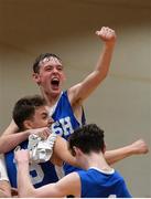 25 January 2017; Iarlaith O'Sullivan of St Josephs Bish Galway celebrates after the Subway All-Ireland Schools U16A Boys Cup Final match between St Joes Bish and St Malachys College at the National Basketball Arena in Tallaght, Co Dublin. Photo by Eóin Noonan/Sportsfile
