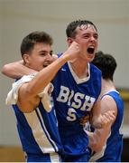 25 January 2017; Ryan Hornet, left and Iarlaith O'Sullivan of St Josephs Bish Galway celebrate after the Subway All-Ireland Schools U16A Boys Cup Final match between St Joes Bish and St Malachys College at the National Basketball Arena in Tallaght, Co Dublin. Photo by Eóin Noonan/Sportsfile