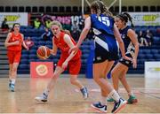 25 January 2017; Ciara Byrne of Scoil Chriost Ri Portlaoise in action against Lauren Walsh, centre, and Tara Nealon of Crescent College Comprehensive during the Subway All-Ireland Schools U16A Girls Cup Final match between Crescent College Comprehensive and Scoil Chriost Ri Portlaoise at the National Basketball Arena in Tallaght, Co Dublin. Photo by Seb Daly/Sportsfile