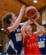 25 January 2017; Laura Stapleton of Crescent College Comprehensive in action against Grainne O'Reilly of Scoil Chriost Ri Portlaoise during the Subway All-Ireland Schools U16A Girls Cup Final match between Crescent Comprehensive and Scoil Chriost Ri Portlaoise at the National Basketball Arena in Tallaght, Co Dublin. Photo by Seb Daly/Sportsfile