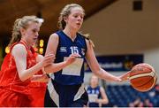 25 January 2017; Lauren Walsh of Crescent College Comprehensive in action against Ciara Byrne of Scoil Chriost Ri Portlaoise during the Subway All-Ireland Schools U16A Girls Cup Final match between Crescent Comprehensive and Scoil Chriost Ri Portlaoise at the National Basketball Arena in Tallaght, Co Dublin. Photo by Eóin Noonan/Sportsfile