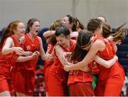 25 January 2017; Scoil Chriost Ri Portlaoise celebrate after the Subway All-Ireland Schools U16A Girls Cup Final match between Crescent Comprehensive and Scoil Chriost Ri Portlaoise at the National Basketball Arena in Tallaght, Co Dublin. Photo by Eóin Noonan/Sportsfile