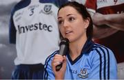 25 January 2017; LGFA footballer Sinéad Goldrick of Dublin aannounces Lidl Ireland's second year of partnership with the Ladies Gaelic Football Association. Following on from the phenomenal success of the #SeriousSupport campaign last year which saw the retailer pledge to invest over €1.5 million in Ladies Gaelic Football in year one, Lidl today commits to the same level of support for the season ahead. The next phase of the campaign is entitled &quot;Serious Starts Here&quot; and sees Lidl investing further in the LGFA where it counts most - at local level and in the community. This is where serious support is born and nurtured - through the dedication of a local community. It all begins with a school or a club and Lidl wants to help make the support for players strong from the start so young female talent is given its best chance. The first phase of the campaign will see an above the line regional campaign launched featuring 8 counties. The creative will show a county player, a player from their club and a player from their school, with the tagline &quot;Serious Starts Here&quot;. Throughout the year then Lidl will run various initiatives for the benefit of clubs and schools, following on from the successful kit donations. Lidl Head Office, Tallaght, Dublin. Photo by Sam Barnes/Sportsfile