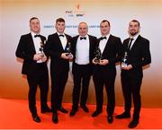 3 November 2017; Warwickshire hurlers, from left, Dean Bruen, Paul Uniacke, Tony Joyce, Manager, Liam Watson and John Collins, after collecting their Lory Meagher Champion 15 Award during the PwC All Stars 2017 at the Convention Centre in Dublin. Photo by Sam Barnes/Sportsfile