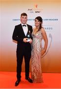3 November 2017; Warwickshire hurler Paul Uniacke with Geraldine Culloty after collecting his Lory Meagher Champion 15 Award during the PwC All Stars 2017 at the Convention Centre in Dublin. Photo by Sam Barnes/Sportsfile