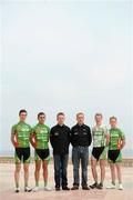 23 June 2011; The four Irish members of the An Post team will all be hoping to win the National Championships which take place in Monaghan this Sunday, 26th June. Pictured with team manager Kurt Bogaerts and director Sean Kelly are, from left to right, Ronan McLaughlin, Mark Cassidy, Sam Bennett and Philip Lavery. Picture credit: Stephen McCarthy / SPORTSFILE