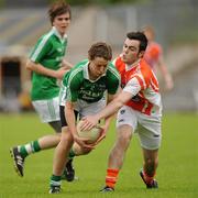 19 June 2011; Leo Cullen, Fermanagh, in action against Conor McNally, Armagh. Fermanagh v Armagh, Ulster GAA Football Minor Championship Semi-Final, St Tiernach's Park, Clones, Co. Monaghan. Picture credit: Oliver McVeigh / SPORTSFILE
