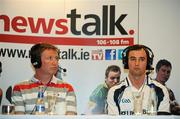 20 June 2011; Former Donegal GAA star Manus Boyle, left, and Donegal footballer Karl Lacey at the Newstalk 106-108 fm’s Off the Ball presenter exclusive live broadcast of Ireland’s most popular sports radio show ‘Off the Ball’ at Dom Breslin's bar, on Monday June 20th. The live broadcast is part of the ‘Off the Ball Roadshow with Ulster Bank’ which gives people an opportunity to see the hit show broadcast live from popular GAA haunts across the country throughout the 2011 All-Ireland Senior Championships. Ulster Bank is also celebrating its three-year extended sponsorship of the GAA Football All-Ireland Championship with the introduction of a major new club focused initiative, called ‘Ulster Bank GAA Force’. The initiative will support local GAA clubs across the country by giving them the opportunity to refurbish and upgrade their facilities. For further information, checkout www.ulsterbank.com/gaa. Off the Ball Roadshow with Ulster Bank, Dom Breslin’s Bar, Donegal. Picture credit: Oliver McVeigh / SPORTSFILE