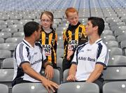 21 June 2011; Ulster Bank GAA stars Craig Dias, left, and Rory O'Carroll pictured with pupils Caitlyn Boylan and Michael McEntegart, from St. Patricks Primary School, Crossmaglen, Co. Armagh, in Croke Park as part of the Ulster Bank/Irish News competition where five lucky classes won a school trip of a lifetime which included a tour of the famous Croke Park Stadium while also meeting some of the biggest GAA stars in the country. Croke Park, Dublin. Picture credit: Barry Cregg / SPORTSFILE