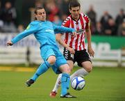 21 June 2011; Danny Ventre, Sligo Rovers, in action against Patrick McEleney, Derry City. Airtricity League Premier Division, Derry City v Sligo Rovers, Brandywell, Derry. Picture credit: Oliver McVeigh / SPORTSFILE