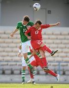 21 June 2011; Laurence Dunne, Republic of Ireland, in action against Ismail Köse, Turkey. UEFA Regions Cup Finals, Group B, Republic of Ireland v Turkey, Cidade de Barcelos, Barcelos, Portugal. Picture credit: Diarmuid Greene / SPORTSFILE