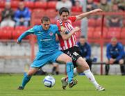 21 June 2011; Danny Ventre, Sligo Rovers, in action against Ruaidhri Higgins, Derry City. Airtricity League Premier Division, Derry City v Sligo Rovers, Brandywell, Derry. Picture credit: Oliver McVeigh / SPORTSFILE