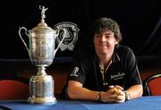 22 June 2011; Golfer Rory McIlroy with the US Open Championship trophy on his return home following his victory in the Congressional Country Club, Bethesda, Maryland, last weekend. Holywood Golf Club, Holywood, Co. Down. Picture credit: Oliver McVeigh / SPORTSFILE