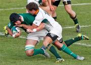 22 June 2011; Michael Kearney, Ireland, is tackled by Johan Goosen, South Africa. RB Junior World Championship Italy 2011, 5th Place Semi-Final, South Africa v Ireland, Padova, Stadio Plebiscito; Picture Credit: Roberto Bregani / SPORTSFILE