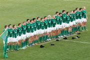 22 June 2011; The Ireland players stand during the playing of the National Anthem. RB Junior World Championship Italy 2011, 5th Place Semi-Final, South Africa v Ireland, Padova, Stadio Plebiscito; Picture Credit: Roberto Bregani / SPORTSFILE