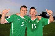 23 June 2011; Republic of Ireland players Ross Carrig, left, and David Lacey celebrate after victory over Belgrade, Serbia. 2010/11 UEFA Regions' Cup Finals, Group B, Belgrade, Serbia v Leinster & Munster, Republic of Ireland, Estádio Municipal, Vila Verde, Portugal. Picture credit: Diarmuid Greene / SPORTSFILE