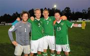 23 June 2011; Republic of Ireland players, from Tipperary, Adrian Walsh, James Walsh, Paul Breen and Christopher Higgins celebrate after victory over Belgrade, Serbia. 2010/11 UEFA Regions' Cup Finals, Group B, Belgrade, Serbia v Leinster & Munster, Republic of Ireland, Estádio Municipal, Vila Verde, Portugal. Picture credit: Diarmuid Greene / SPORTSFILE