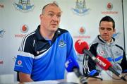 24 June 2011; Dublin manager Pat Gilroy, alongside Ger Brennan, during a press conference ahead of their Leinster GAA Football Senior Championship Semi-Final match against Kildare on Sunday June 26th. Dublin Football Squad Press Conference, St Clare's, DCU, Ballymun, Dublin. Picture credit: David Maher / SPORTSFILE