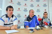 24 June 2011; Dublin manager Pat Gilroy, centre, with Michael Darragh McAuley, left, and Ger Brennan during a press conference ahead of their Leinster GAA Football Senior Championship Semi-Final match against Kildare on Sunday June 26th. Dublin Football Squad Press Conference, St Clare's, DCU, Ballymun, Dublin. Picture credit: David Maher / SPORTSFILE