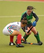 24 June 2011; Shirley McKay, Ireland, in action against Myungsoon Mammadova, Azerbaijan. ESB Electric Ireland Champions Challenge 5th-8th Places, Ireland v Azerbaijan, National Hockey Stadium, UCD, Belfield, Dublin. Photo by Sportsfile