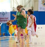 25 June 2011; Bridget O'Reilly Synnott, Team Ireland, from Clongriffin, Dublin, in action against Cansw Turgut, Turkey, during a divisioning game. 2011 Special Olympics World Summer Games, OAKA Olympic Indoor Hall, Athens Olympic Sport Complex, Athens, Greece. Picture credit: Ray McManus / SPORTSFILE