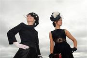 25 June 2011; Eibhilin Mhic Fhearraigh, Sallins, Co. Kildare, left and Nicola O'Hara, Rathangan, Co. Kildare, ahead of the races. Horse Racing, The Curragh Racecourse, The Curragh, Co. Kildare. Picture credit: Ray Lohan / SPORTSFILE