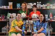 25 January 2017; LGFA footballers, from left, Geraldine McLaughlin of Donegal, Sarah Rowe of Mayo, Jess O'Shea of Cork and Sinéad Goldrick of Dublin announce Lidl Ireland's second year of partnership with the Ladies Gaelic Football Association. Following on from the phenomenal success of the #SeriousSupport campaign last year which saw the retailer pledge to invest over €1.5 million in Ladies Gaelic Football in year one, Lidl today commits to the same level of support for the season ahead. The next phase of the campaign is entitled &quot;Serious Starts Here&quot; and sees Lidl investing further in the LGFA where it counts most - at local level and in the community. This is where serious support is born and nurtured - through the dedication of a local community. It all begins with a school or a club and Lidl wants to help make the support for players strong from the start so young female talent is given its best chance. The first phase of the campaign will see an above the line regional campaign launched featuring 8 counties. The creative will show a county player, a player from their club and a player from their school, with the tagline &quot;Serious Starts Here&quot;. Throughout the year then Lidl will run various initiatives for the benefit of clubs and schools, following on from the successful kit donations. Lidl Head Office, Tallaght, Dublin. Photo by Sam Barnes/Sportsfile