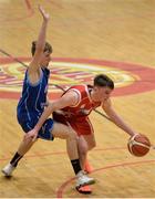25 January 2017; Brian Ashton of St Aidans CBS in action against Jack Murphy of Colaiste Choilm Ballincollig during the Subway All-Ireland Schools U19A Boys Cup Final match between Colaiste Choilm Ballincollig and St Aidans CBS at the National Basketball Arena in Tallaght, Co Dublin. Photo by Eóin Noonan/Sportsfile