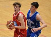 25 January 2017; Cameron Mc Cormack of St Aidans CBS in action against Dylan Corkery of Colaiste Choilm Ballincollig during the Subway All-Ireland Schools U19A Boys Cup Final match between Colaiste Choilm Ballincollig and St Aidans CBS at the National Basketball Arena in Tallaght, Co Dublin. Photo by Eóin Noonan/Sportsfile